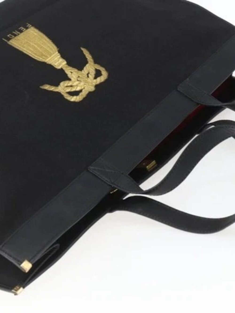 FENDI Tote Bag Canvas Black Gold Auth 169428 - Picture 6 of 15